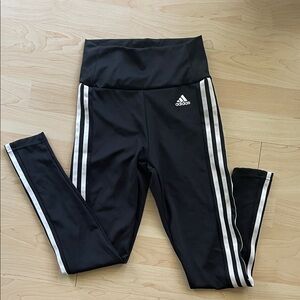 Adidas women Black Leggings with White Stripes